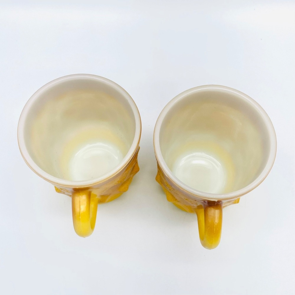 Fire-King Kimberly Coffee Mug Set 2 Vintage Milk Glass Yellow Brown Ombre - Picture 5 of 6